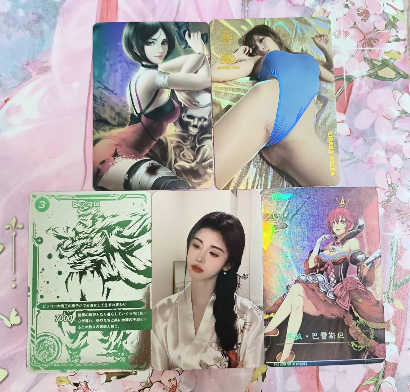 龙虎卡牌第48场 （无佣金，满120包邮，欢迎送拍，摩点开车） 彩闪5张 精选妹卡4+1张