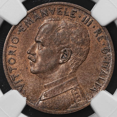修遠堂世界钱币第七十九期 - NGC MS62BN 1912年意大利5分铜币 少见年份 特年