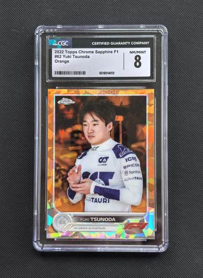 【博洋堂】卡牌拍卖专场第002期 - 2022 Topps Chrome F1 赛车卡 角田裕毅 小红牛车队 13/25编 橙碎冰折 全球限量仅25张 CGC评级8分