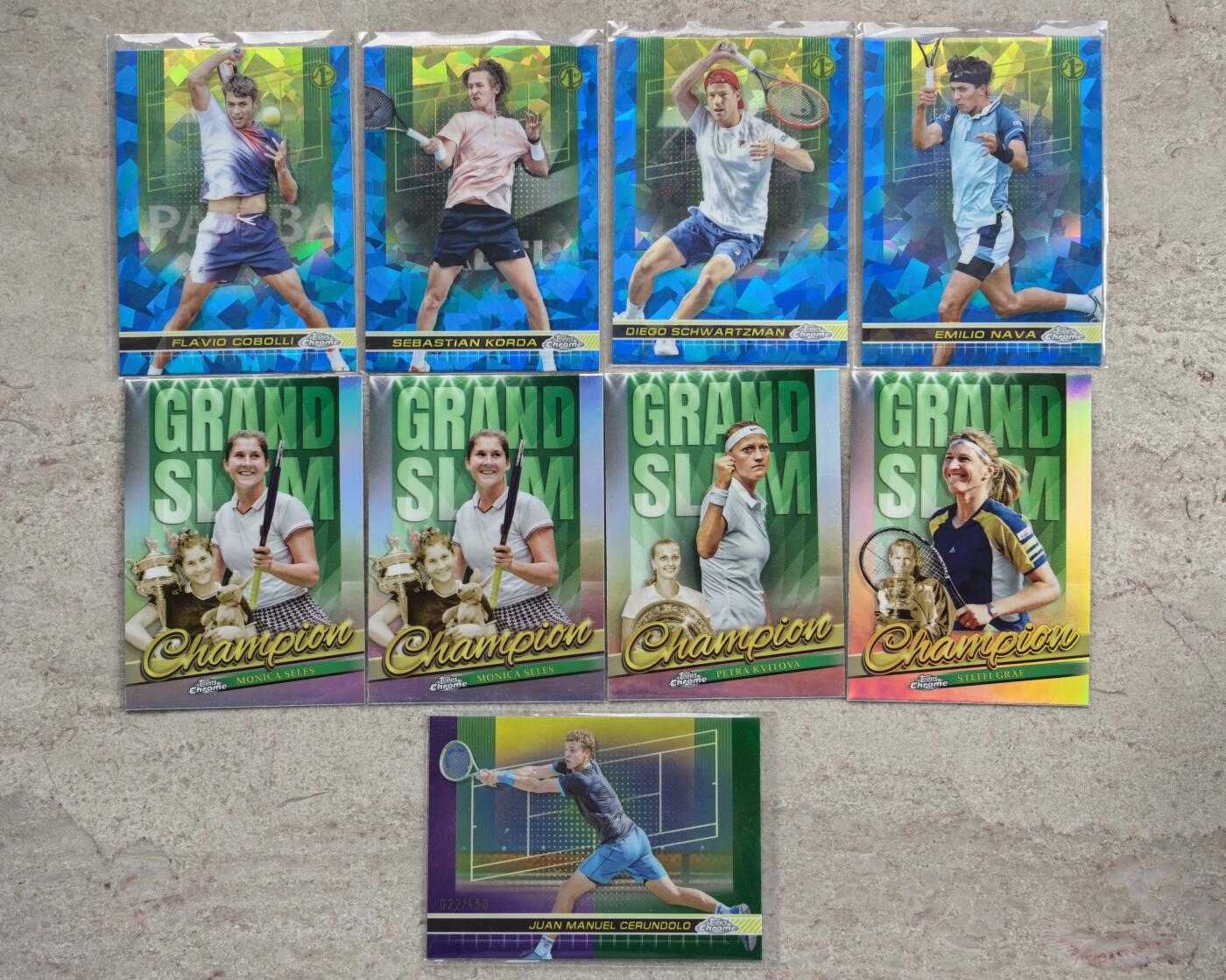 【博洋堂】卡牌拍卖专场第002期 2024 Topps Chrome 网球 蓝碎冰折 Champion系列特卡 022/150编 9张一组 含格拉夫、塞莱斯等好人