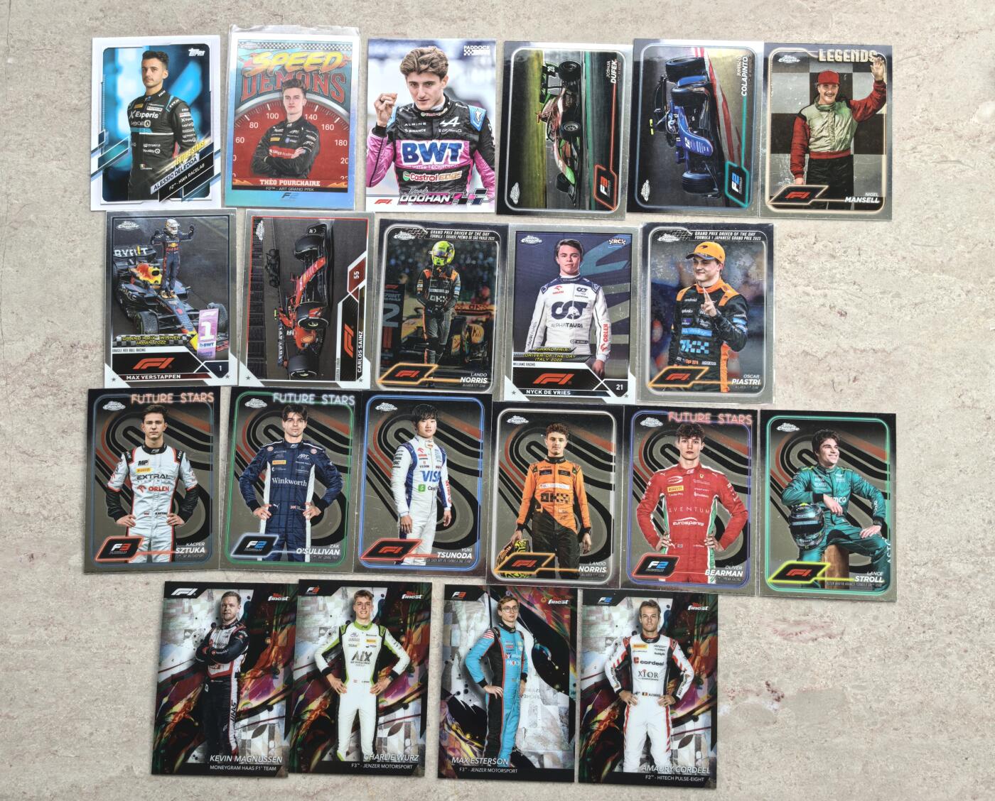 【博洋堂】卡牌拍卖专场第002期 Topps F1 赛车卡 无重复21张一组 含舒马赫、维斯塔潘、皮亚斯特里、诺斯里等好人