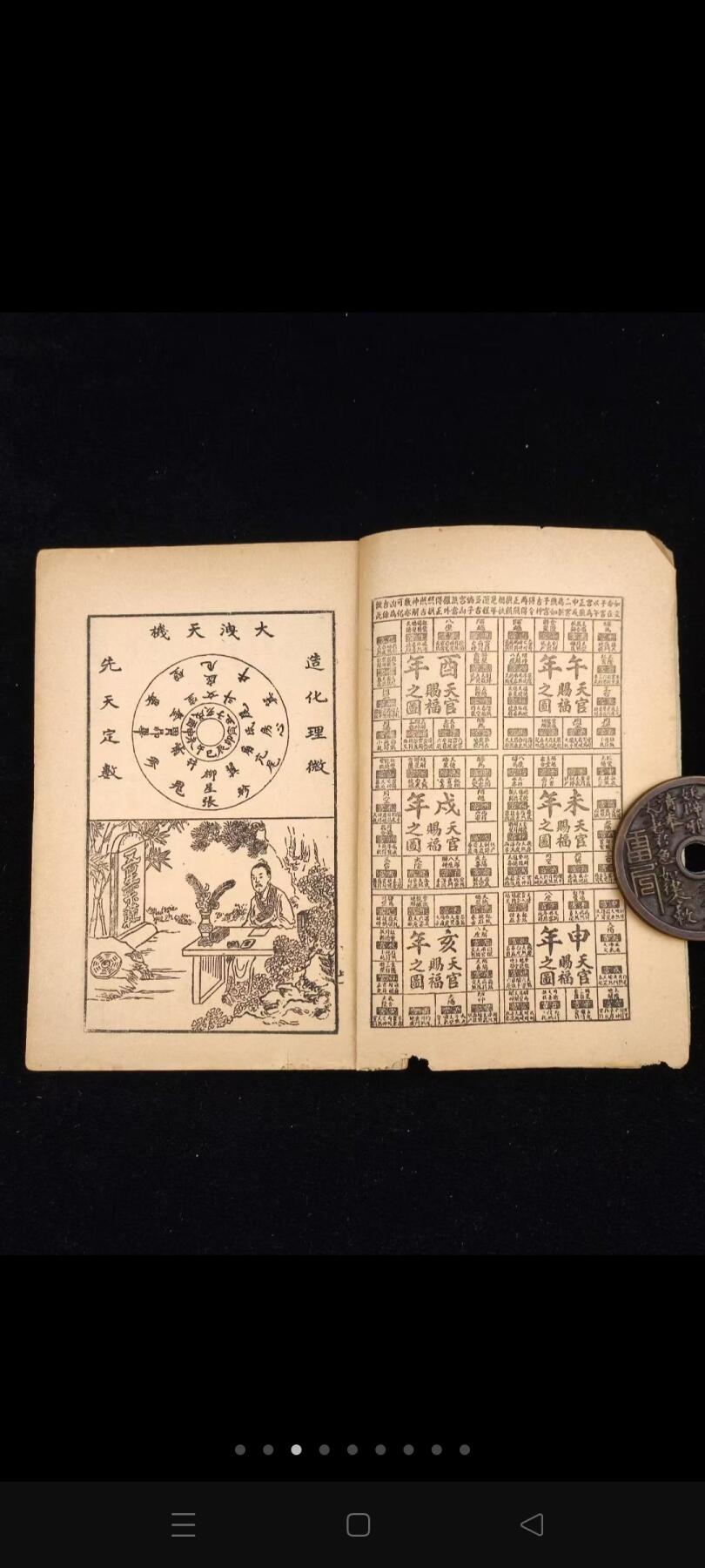 《新增百中经》一册合订平装本。附万年历（光绪三十年～民国七十二年），算命入门学，内含多种符咒镇法，男女婚嫁、财运、生老病死等，内容深奥，收藏研究上品首选！