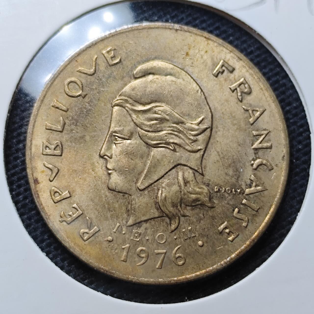 KK钱币收藏小铺 第315期 2月预留时间 周末发货 1976法属波利尼西亚100法郎 