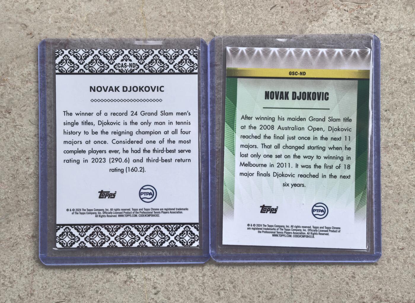 【博洋堂】卡牌拍卖专场第002期 2024 Topps Chrome 网球 德约科维奇 扑克牌特卡 Champion冠军特卡 2张一组