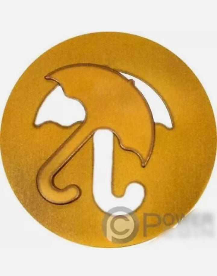 第168期拍卖【长期征集拍品】  纽埃2022年，《鱿鱼游戏》异形图案符号-蜂窝伞，2盎司超加大(直径达80mm)，可分离币中币，整体镀雅金,异形币中币纪念银币. 盒证全.证书号“099”,难得的超靓号码. 国外售价415美元.I’m 