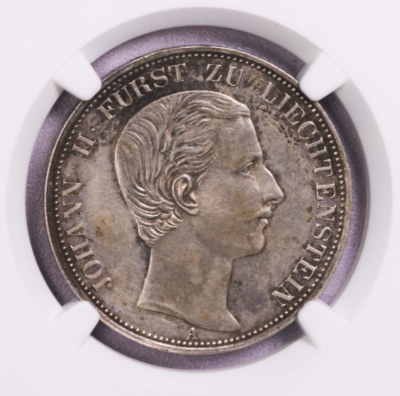NGC-MS63 1862列支敦士登约翰二世泰勒银币纸袋包浆
