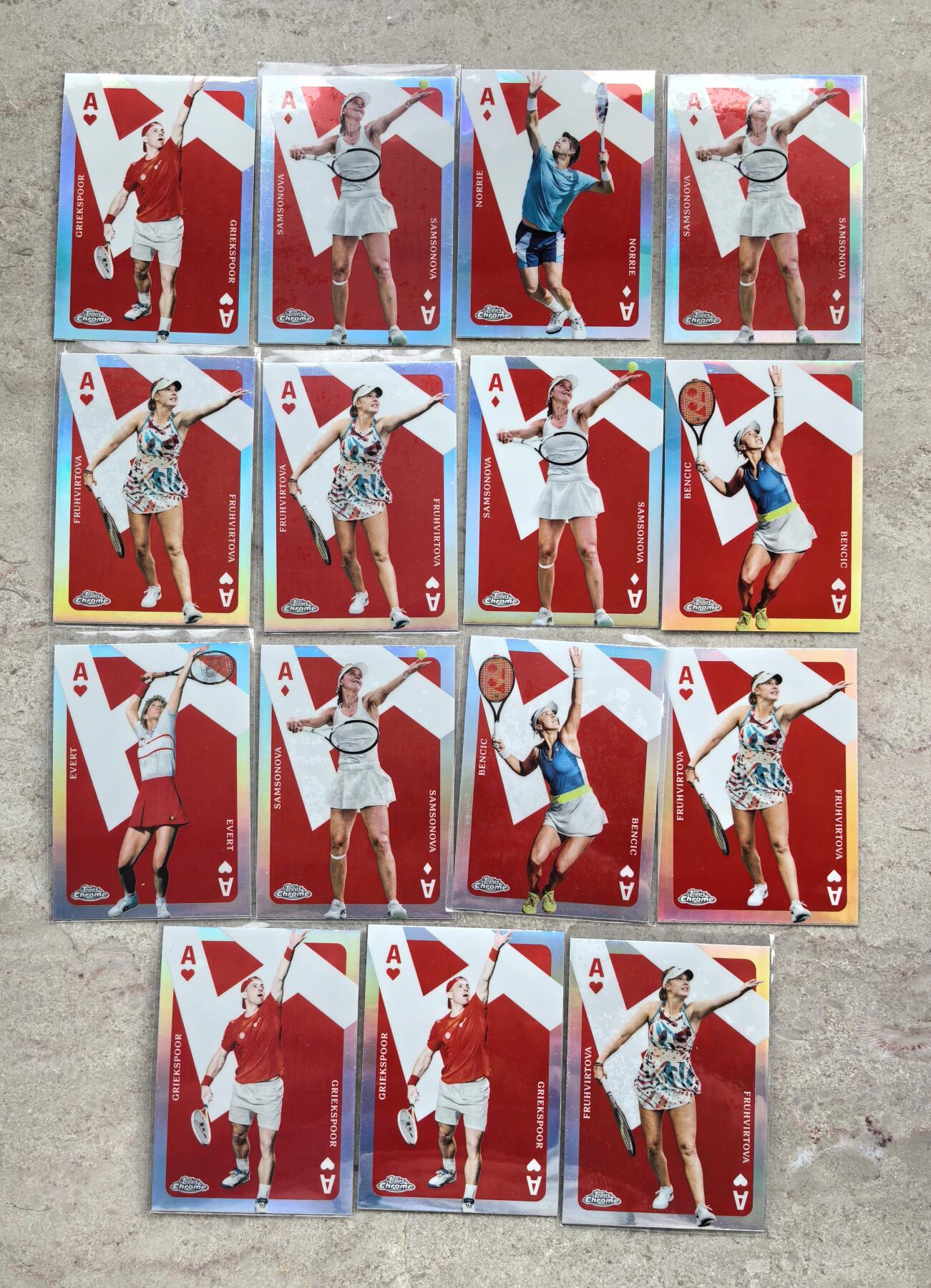 【博洋堂】卡牌拍卖专场第002期 2024 Topps Chrome 网球 扑克牌特卡 埃弗特 萨姆索诺娃等15张一组