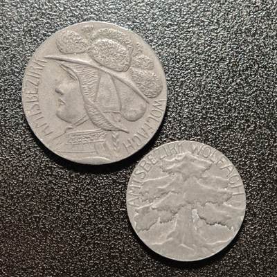 【德藏】世界币章拍卖第140期（拍品征集中~欢迎藏友联系） - 2枚一组 1919年 德国德紧沃尔法赫10芬尼50芬尼锌币 详细尺寸请看拍品介绍