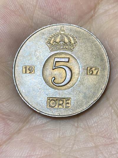 2025年第七十四场(总第一百场）外国好品散币(免佣金) - 瑞典🇸🇪1967年5欧尔(古斯塔夫六世，后期TS标)