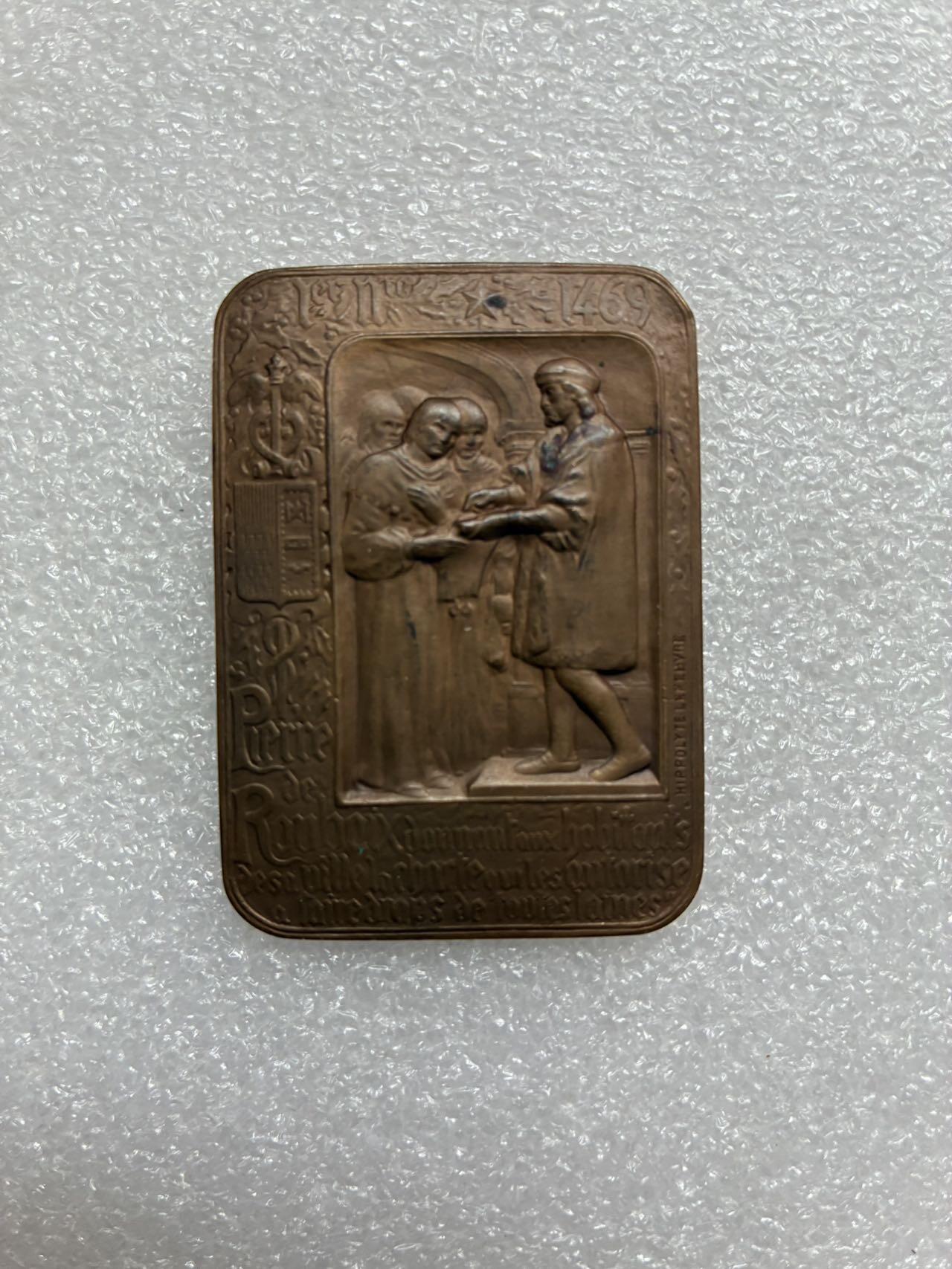 法国 1911年 纪念 铜章 45g 38*53m m