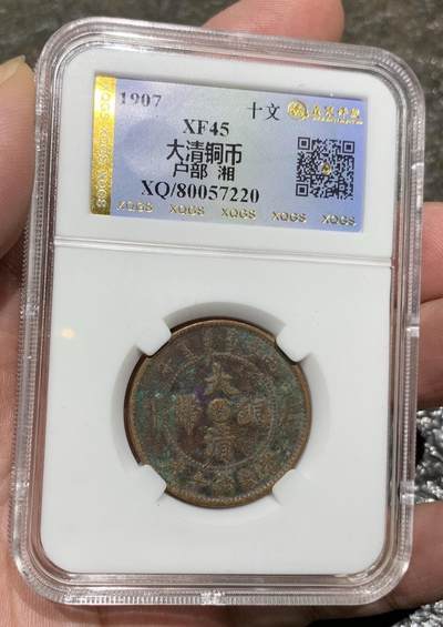 “大清户部中心湘十文铜板（大背逆）”1枚。 - “大清户部中心湘十文铜板（大背逆）”1枚。