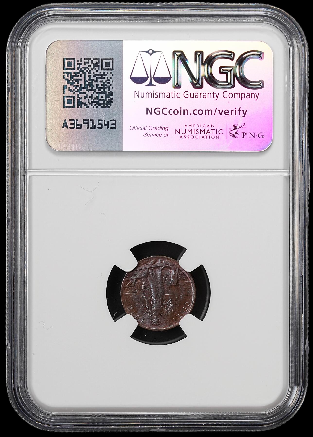 修遠堂世界钱币第七十九期 NGC MS64BN 1912年意大利1分铜币