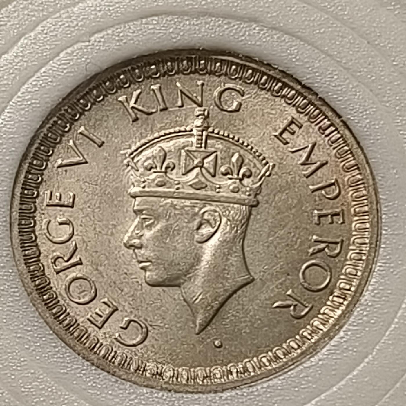 【全场包邮】纯粹捡漏拍448场 英属印度1943年乔治六世半卢比银币