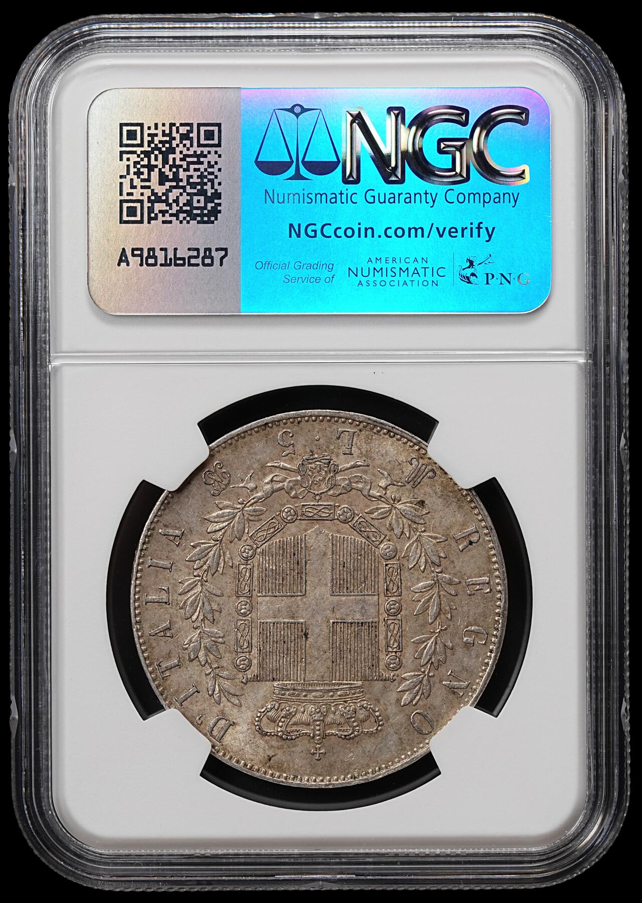 修遠堂世界钱币第七十九期 NGC MS61 1871年意大利5里拉大银币
