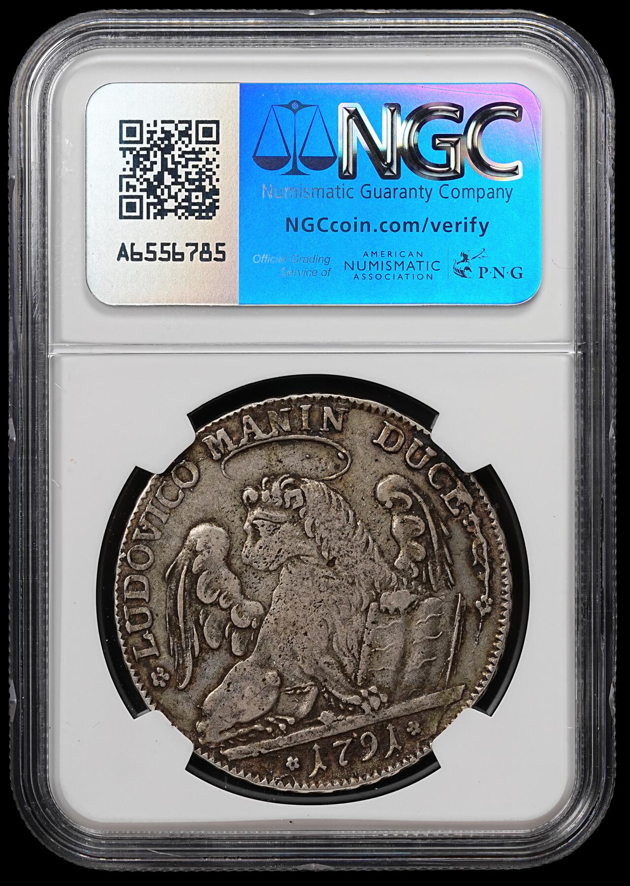 修遠堂世界钱币第七十九期 NGC VFD 1791年威尼斯共和国1泰勒大银币 原味状态