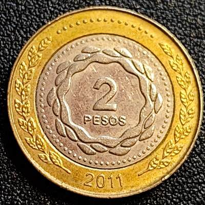泉币菌-第71场-精品欢乐场-第4场 / 福利放送，感谢大家一直以来的支持。68-72场中，凡拍中15单及以上者，非偏远地区购买者，其所购所有商品满30包邮。       （特别说明：偏远地区包邮条件除满足购满15单及以上外，内蒙古、青海、西藏、宁夏需要满48包邮，新疆、西藏需要满68包邮。） - 阿根廷2比索 太阳神双色币 24.5mm美洲币