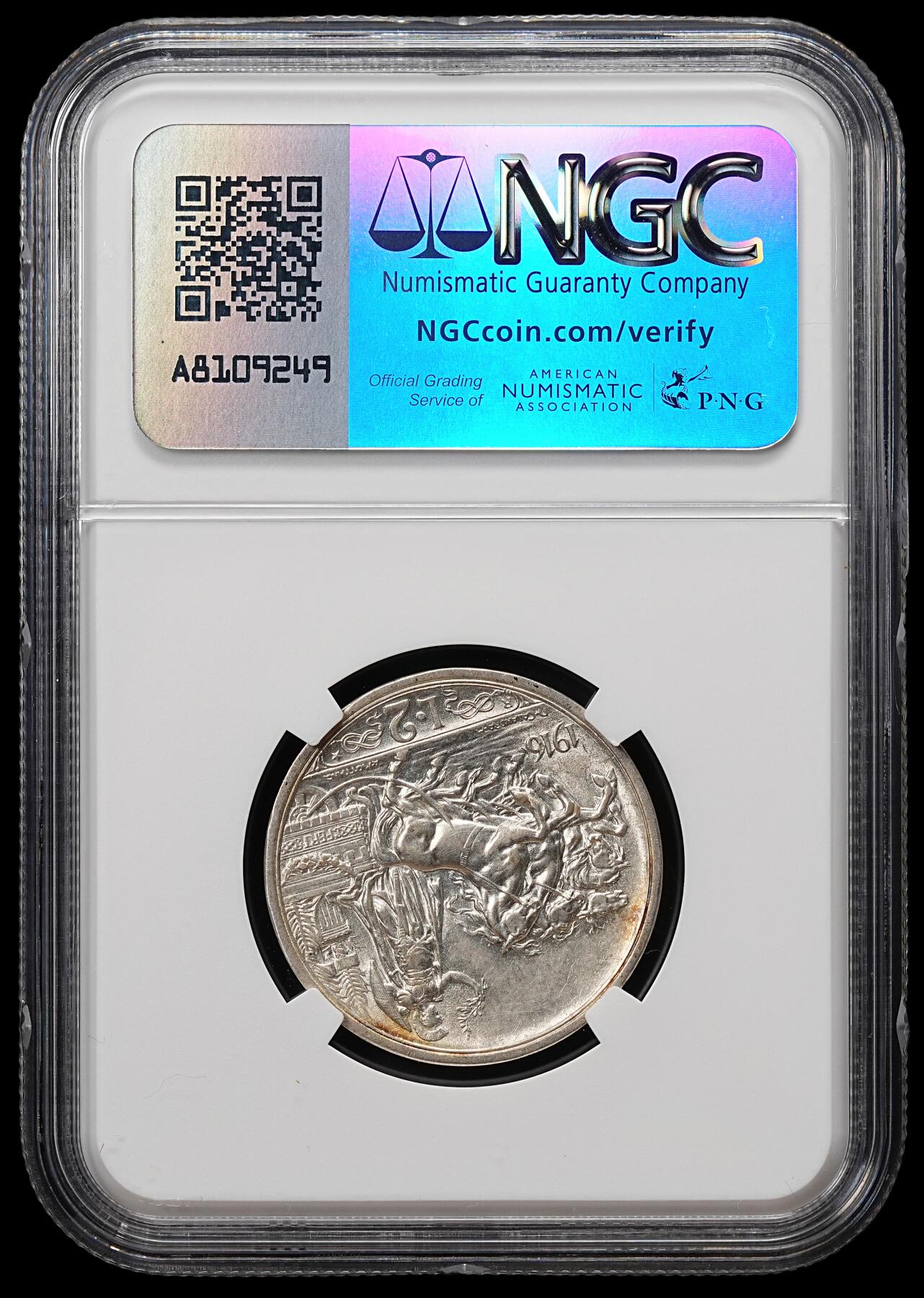 修遠堂世界钱币第七十九期 NGC MS62 1916年意大利马车2里拉银币