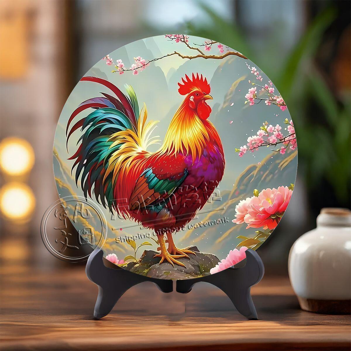 开心放漏，无佣金 大公鸡展翅报喜绝美国风相框装饰送长辈大公鸡摆件吉祥祥瑞摆台，15CM