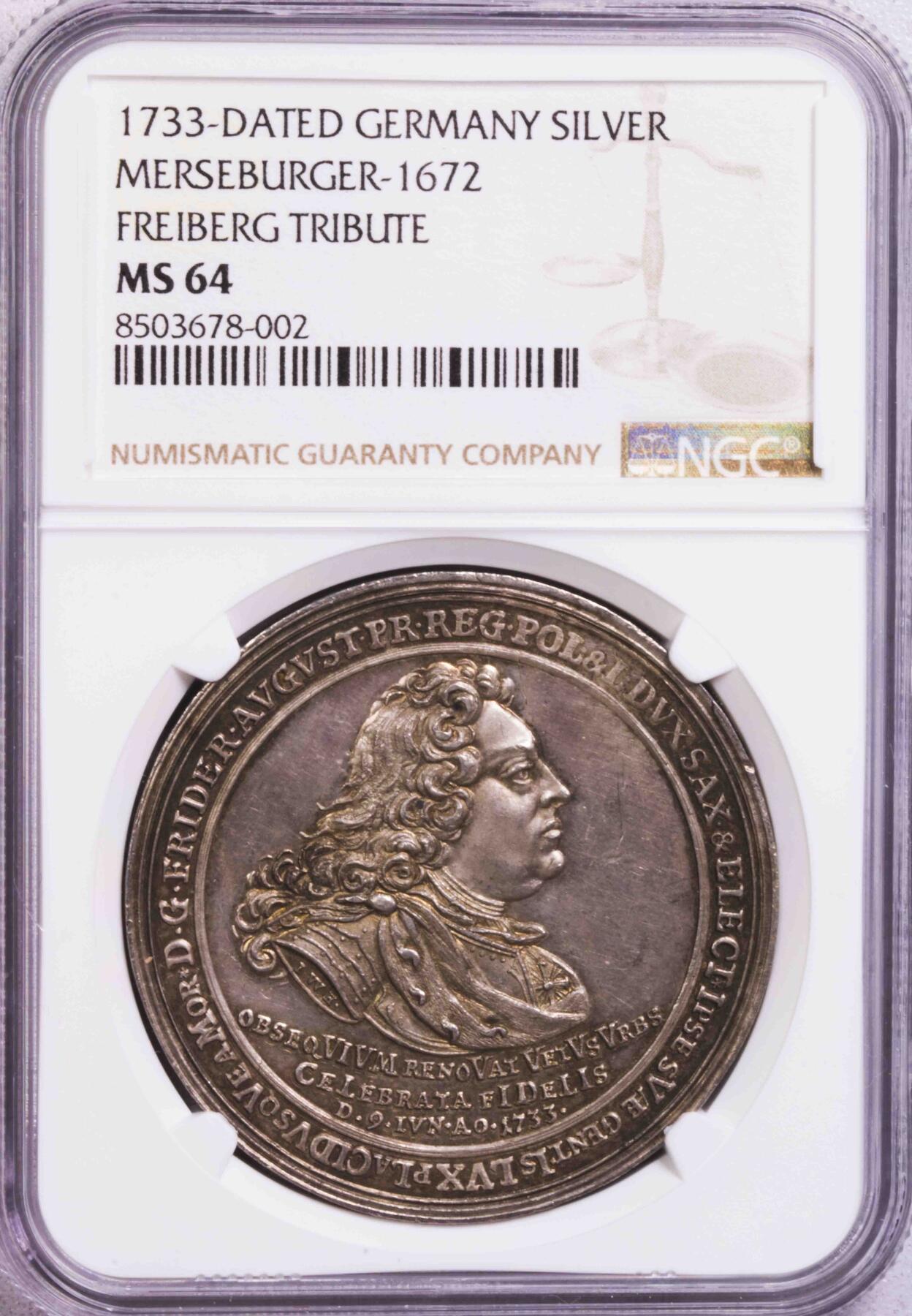 NGC-MS64 1733弗赖堡矿业城市景观大银章 顶级品