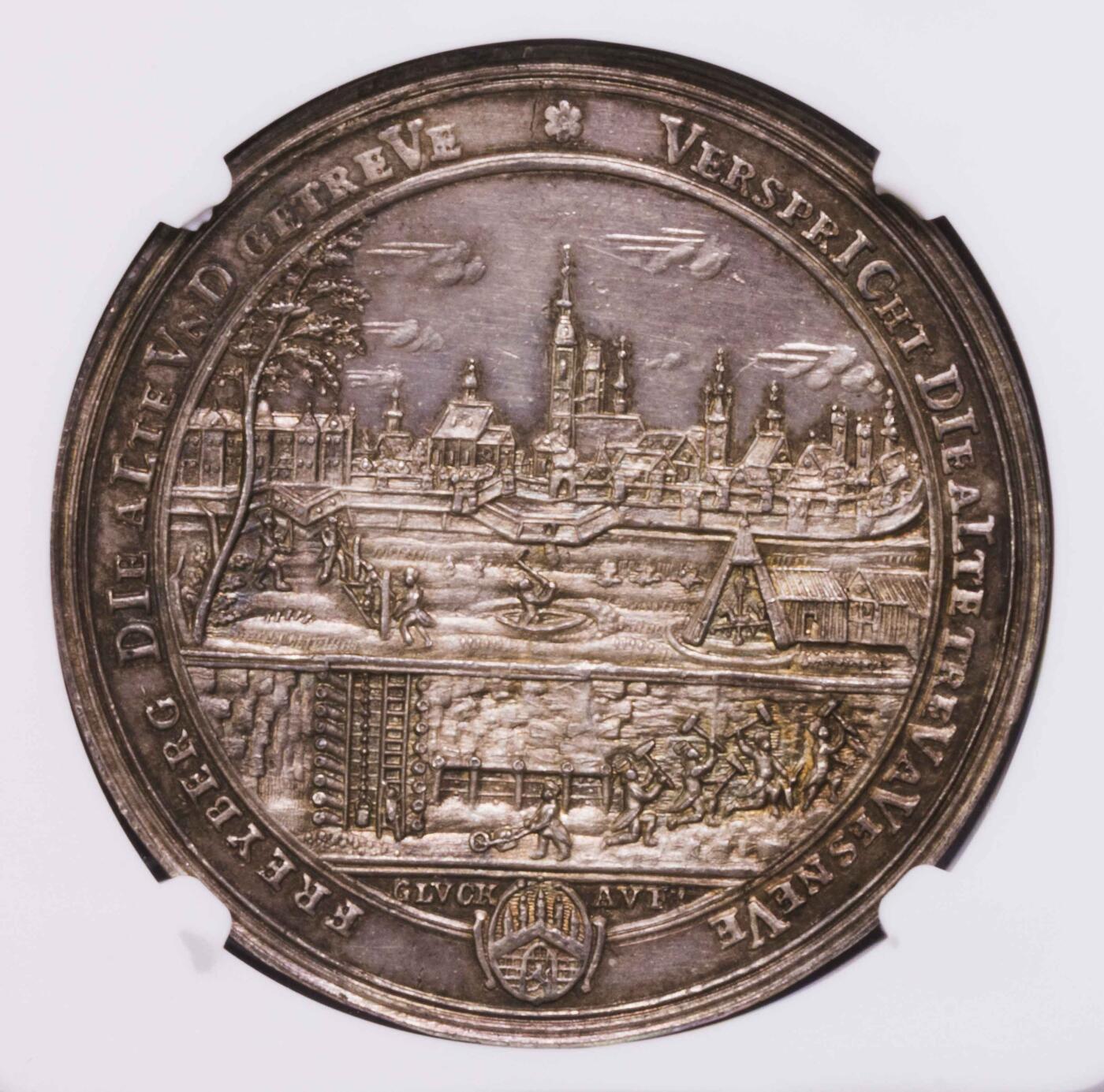 NGC-MS64 1733弗赖堡矿业城市景观大银章 顶级品