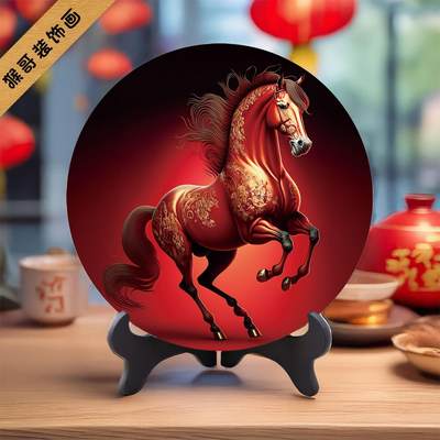 开心收藏拍卖 - 马到成功招财红马图聚财骏马玄关酒柜招财乔迁鸿运当头新居家摆件