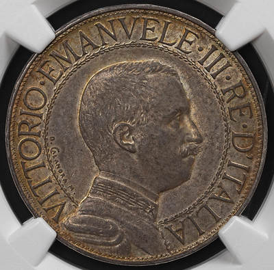 修遠堂世界钱币第七十九期 - NGC AU58 1912年意大利马车2里拉银币 五彩