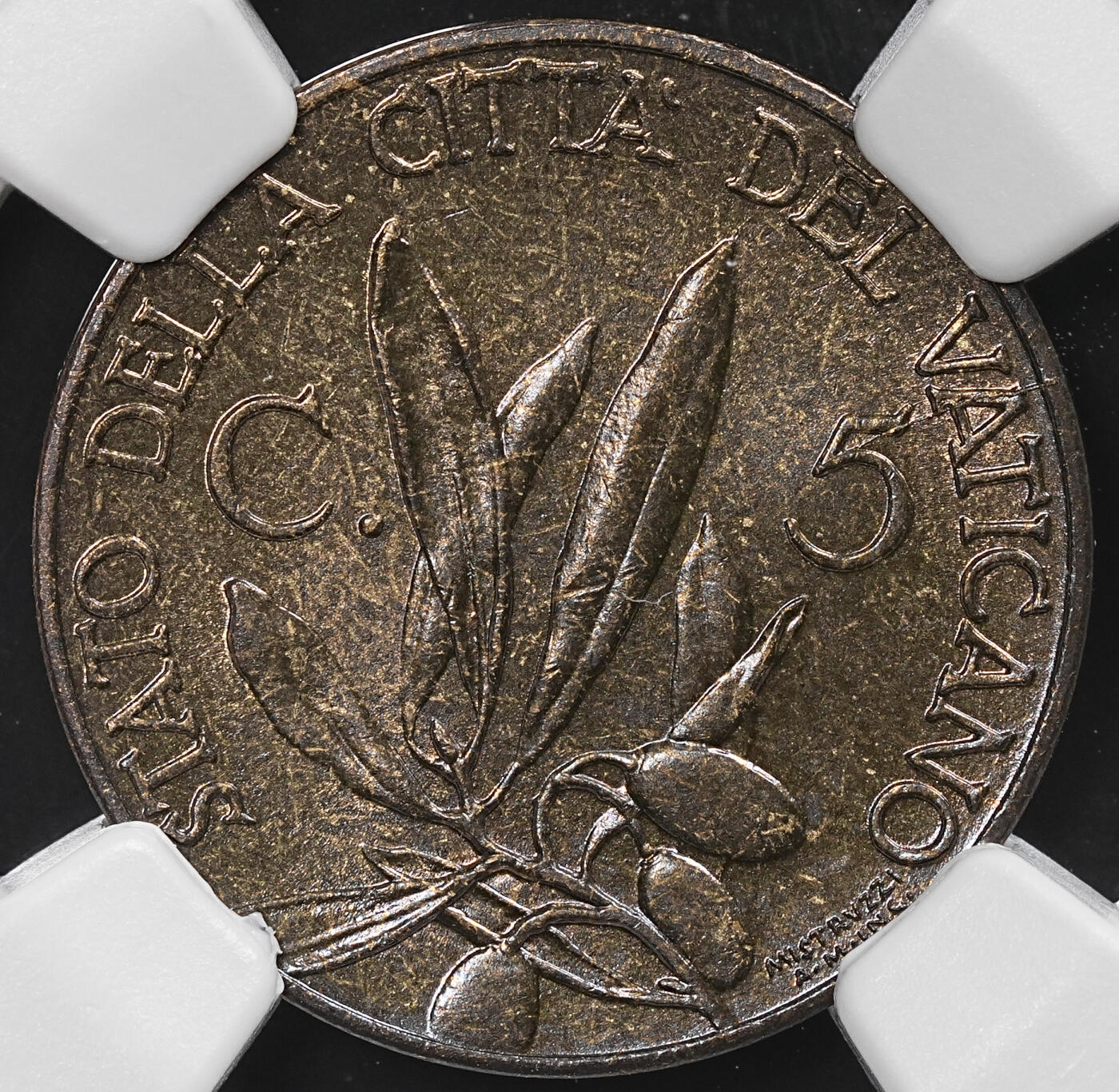 修遠堂世界钱币第七十九期 NGC MS64 1939年梵蒂冈5分铜币