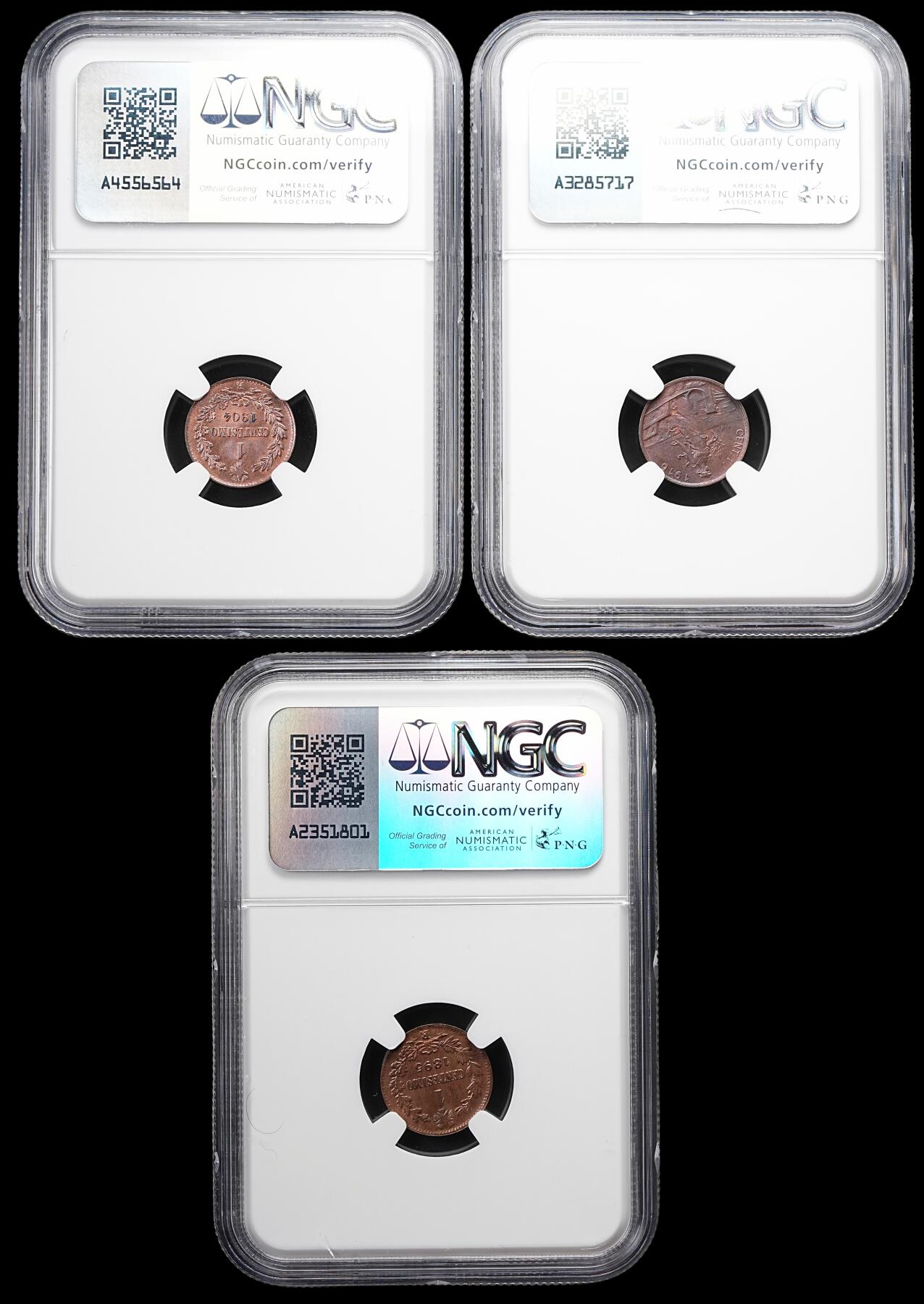 修遠堂世界钱币第七十九期 NGC评级 意大利铜币三枚