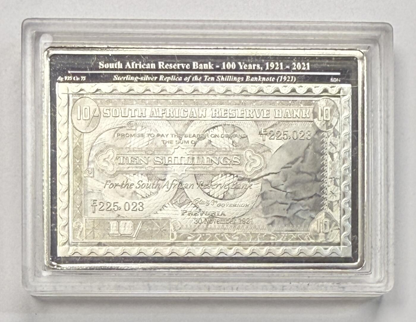 S&S Numismatic世界钱币-拍卖 第118期  南非造币厂2021年 南非中央银行成立百年 长方形精制银章 28.7克925银