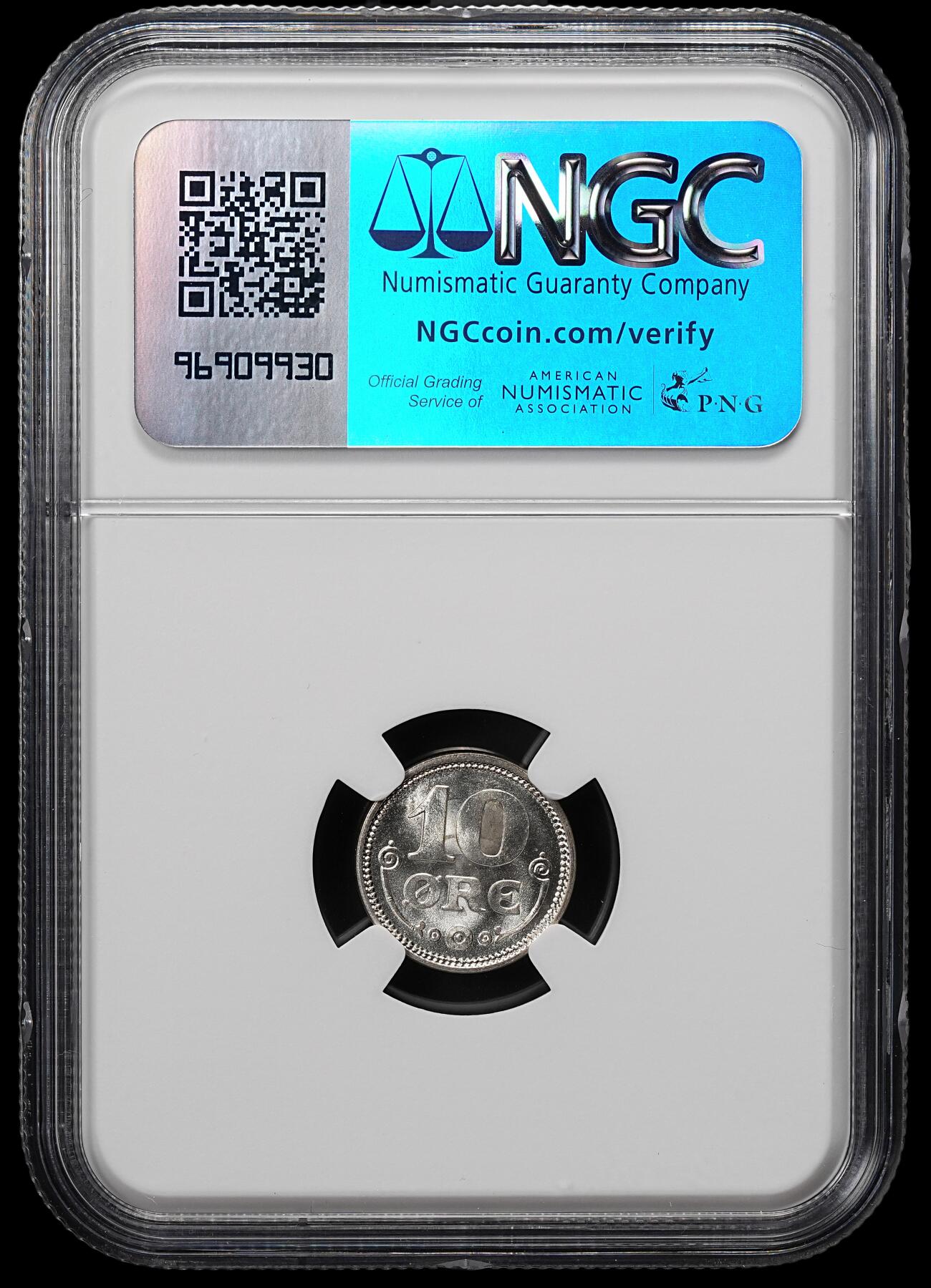修遠堂世界钱币第七十九期 NGC MS65 1918年丹麦10欧尔银币