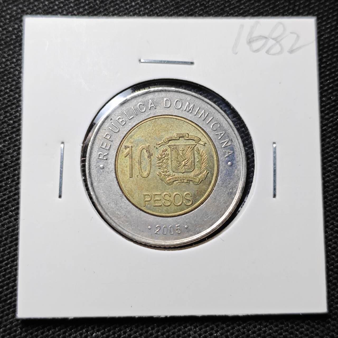 KK钱币收藏小铺 第316期 2月预留时间 周末发货 2005多米尼加10比索 