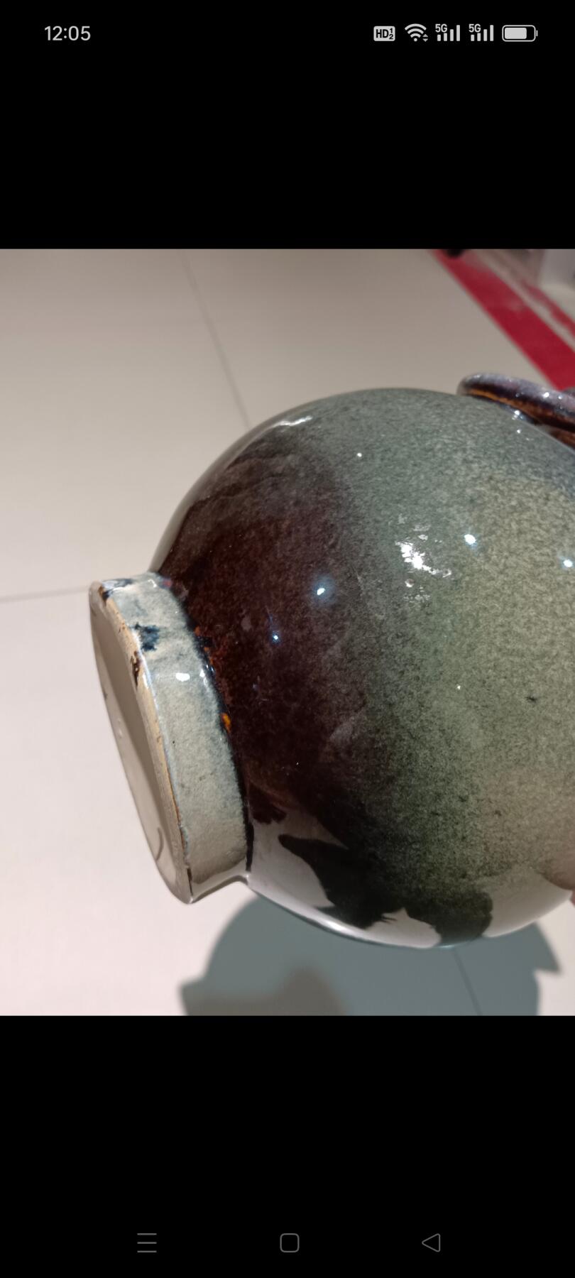 老磁州窑钧釉虎头双耳瓶，器形漂亮，保存完好，品相一流，比较难得少见，包老