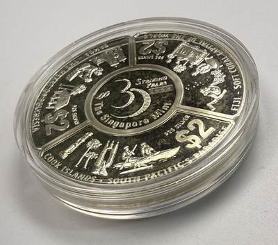 S&S Numismatic世界钱币-拍卖 第112期  - 获奖币*库克萨摩亚斐济1998年 新加坡造币厂30周年 2元精制纪念银币 盒证齐全 155.5克925银