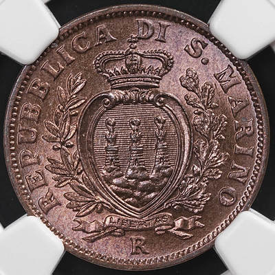 修遠堂世界钱币第七十九期 - NGC MS64RB 1937年圣马力诺10分铜币