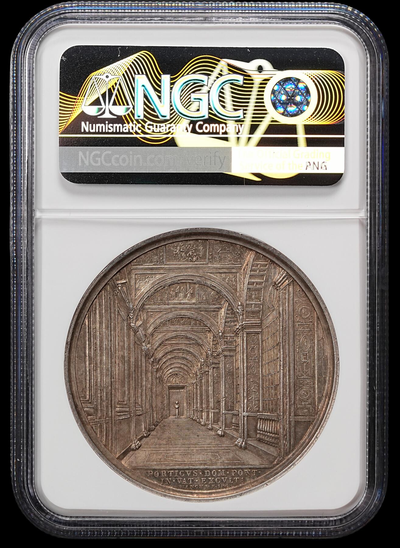修遠堂世界钱币第七十九期 NGC MS61 1868年梵蒂冈高浮雕大银章