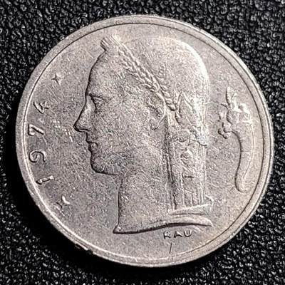 泉币菌-第69场-精品欢乐场-第2场 / 福利放送，感谢大家一直以来的支持。68-72场中，凡拍中15单及以上者，非偏远地区购买者，其所购所有商品满30包邮。       （特别说明：偏远地区包邮条件除满足购满15单及以上外，内蒙古、青海、西藏、宁夏需要满48包邮，新疆、西藏需要满68包邮。） 比利时1974年1法郎铜镍币（佛兰芒文版BELGIË），谷物女神