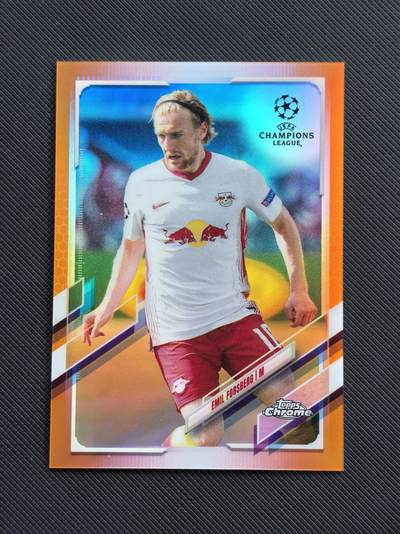 【博洋堂】卡牌拍卖专场第002期 - 2021 Topps Chrome 欧冠系列 福斯贝里 莱比锡红牛队 18/25编 橙折 超低编