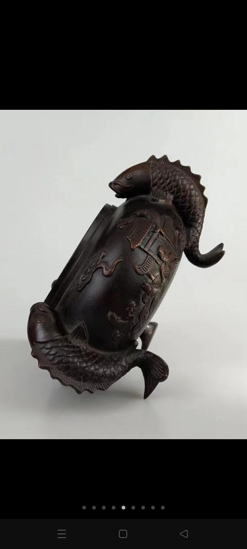 旧藏  【鲤鱼跃龍门】铜香炉，全品完整，包浆厚重，尺寸重量如图！