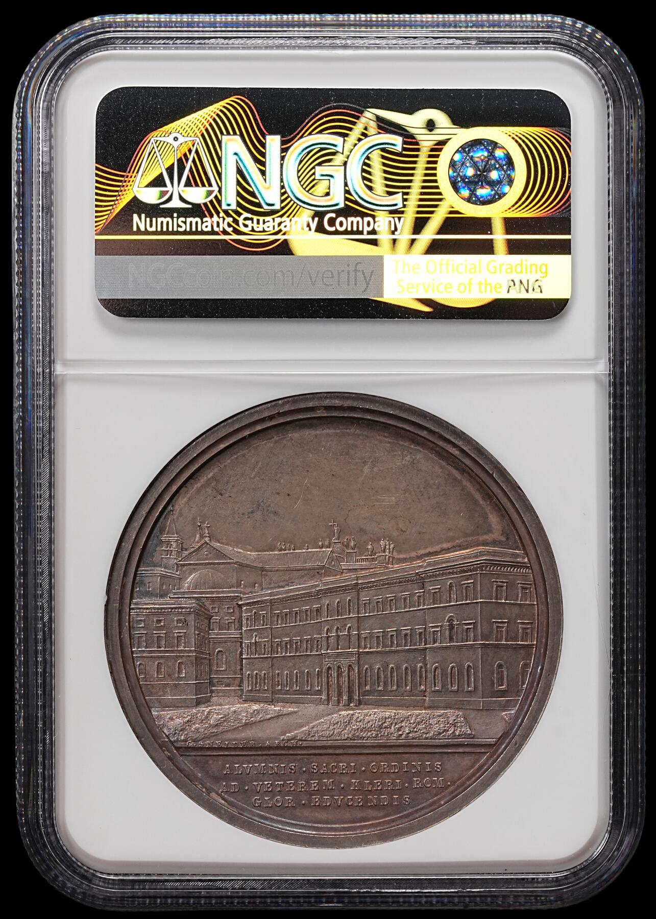 修遠堂世界钱币第七十九期 NGC MS61 1914年梵蒂冈高浮雕大银章