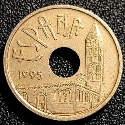 泉币菌-第68场-精品欢乐场-第1场 / 福利放送，感谢大家一直以来的支持。68-72场中，凡拍中15单及以上者，非偏远地区购买者，其所购所有商品满30包邮。       （特别说明：偏远地区包邮条件除满足购满15单及以上外，内蒙古、青海、西藏、宁夏需要满48包邮，新疆、西藏需要满68包邮。） 西班牙1995年25比塞塔 卡斯蒂利亚-莱昂自治区 纪念币 19.5mm 