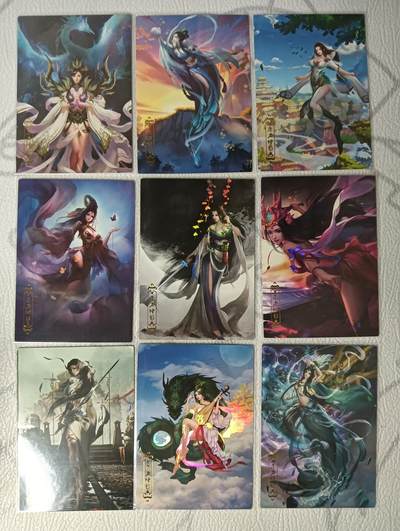 花开卡拍第33期（8月3号周日截拍，品控勿拍!!!拍品不寄存，运费5元，自制卡难免瑕疵，可能存在轻微撞角爆边等出厂瑕疵，品控介意勿拍！） - 次元鉴赏卡牌 东方神韵一套9张 彩闪