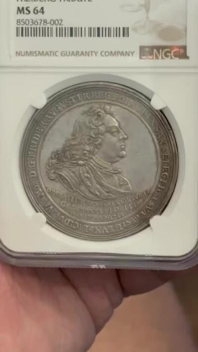 NGC-MS64 1733弗赖堡矿业城市景观大银章 顶级品