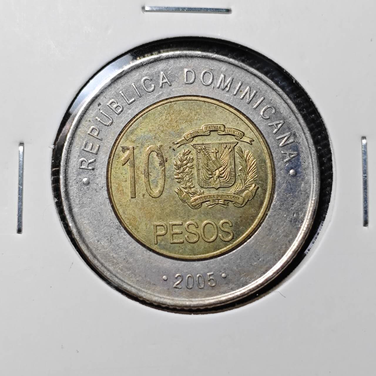 KK钱币收藏小铺 第316期 2月预留时间 周末发货 2005多米尼加10比索 