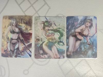 花开卡拍第33期（8月3号周日截拍，品控勿拍!!!拍品不寄存，运费5元，自制卡难免瑕疵，可能存在轻微撞角爆边等出厂瑕疵，品控介意勿拍！） - 冰狗卡牌 小人同人一套3张 折光彩闪 卡背是艺术版