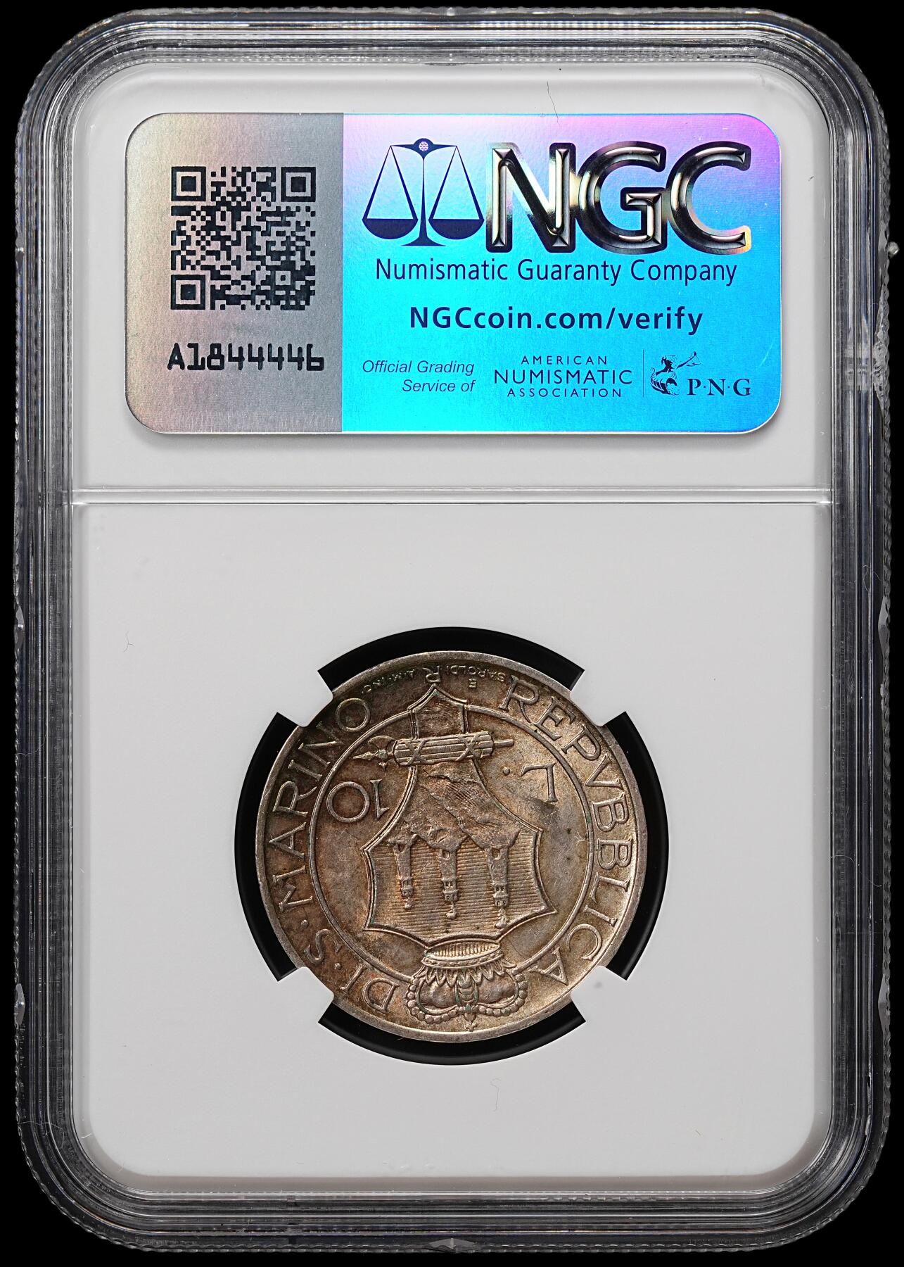 修遠堂世界钱币第七十九期 NGC MS63 1935年圣马力诺10里拉银币 