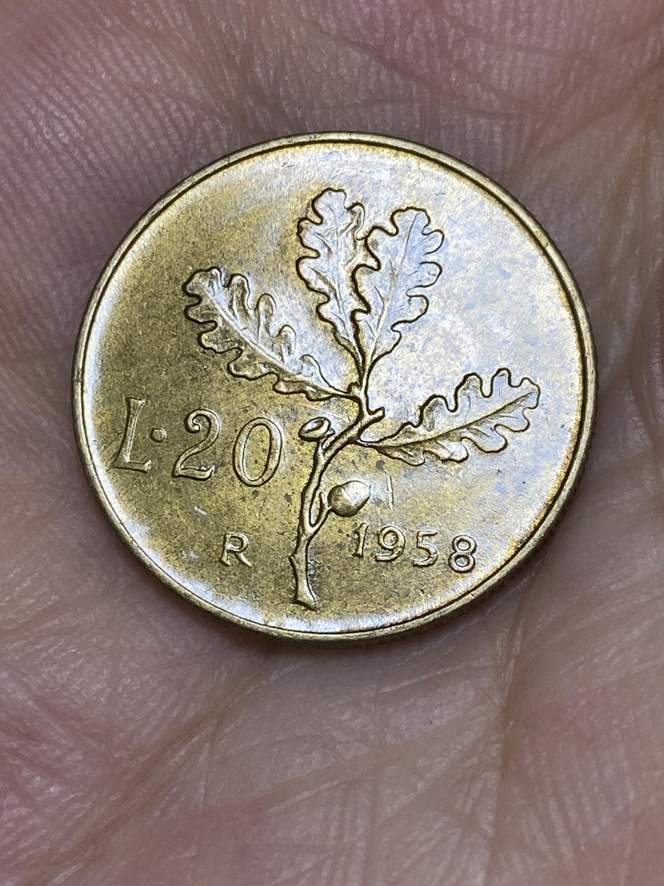 2025年第七十五场(总第一百零一场）外国好品散币(免佣金) 意大利🇮🇹1958年20里拉(早期齿边版，仅发行3年)