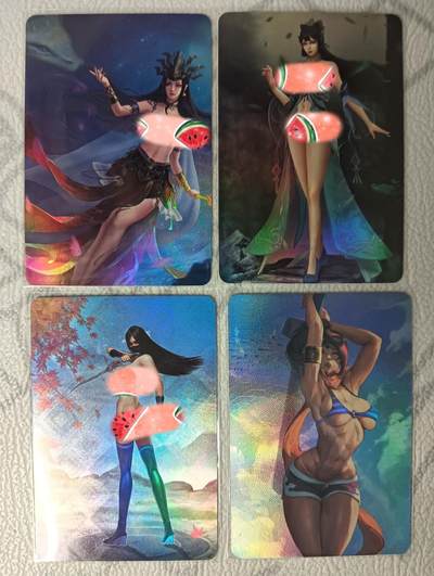 花开卡拍第33期（8月3号周日截拍，品控勿拍!!!拍品不寄存，运费5元，自制卡难免瑕疵，可能存在轻微撞角爆边等出厂瑕疵，品控介意勿拍！） - 火猪卡牌 古风美女4张 折光彩闪 其中3张是艺术版