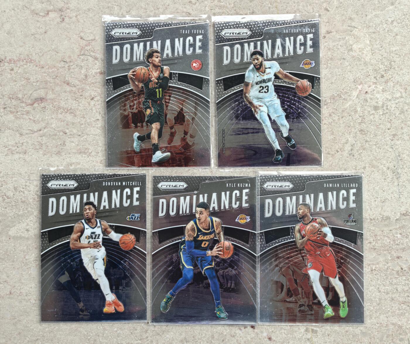 【博洋堂】卡牌拍卖专场第002期 2019-20 Panini NBA Prizm系列 Dominance统治力特卡 特雷杨 安东尼戴维斯 利拉德等5张一组