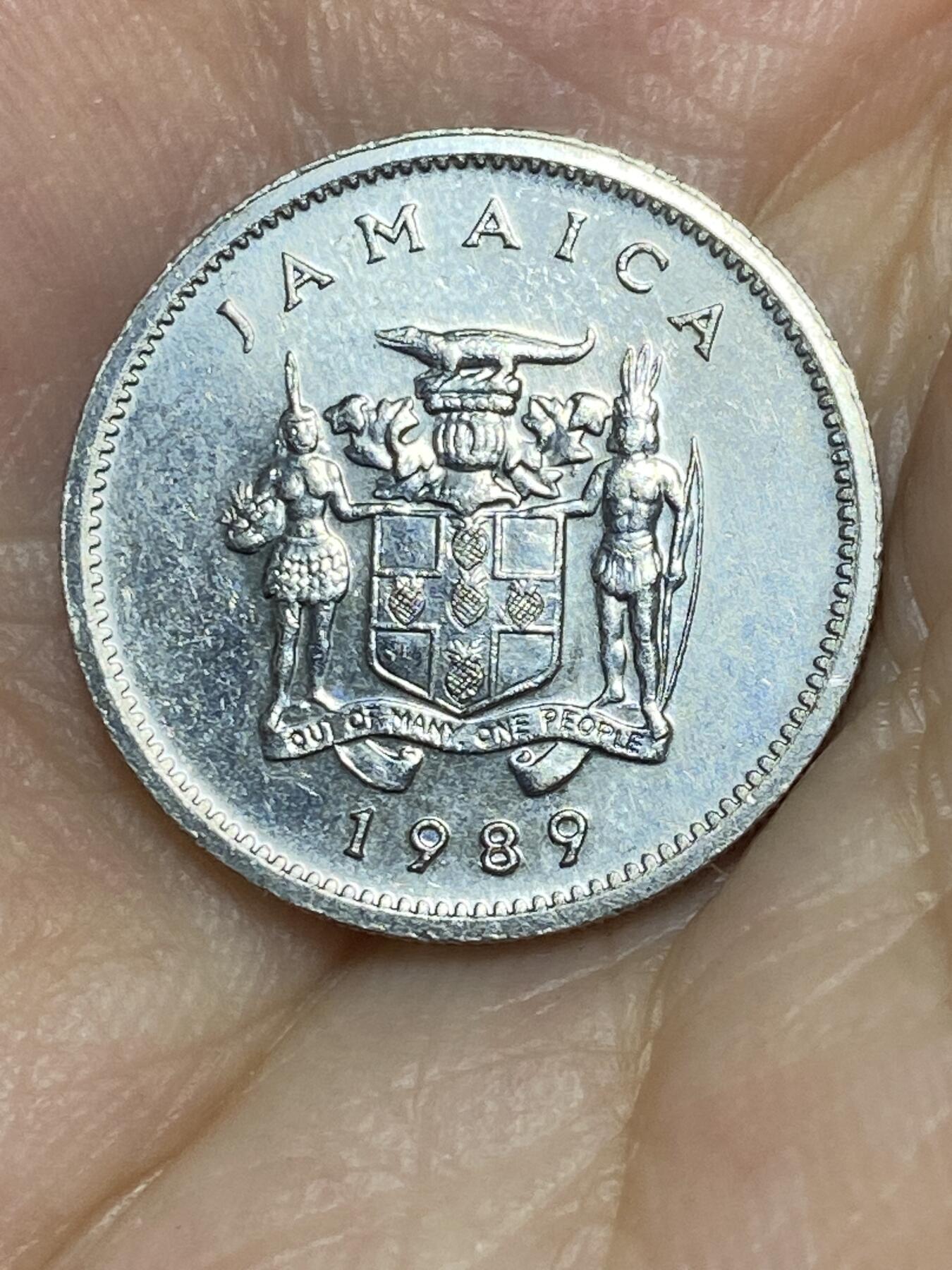 2025年第七十五场(总第一百零一场）外国好品散币(免佣金) 牙买加🇯🇲1989年5分(独立后第一套，宽国名版)