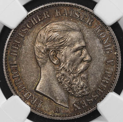 修遠堂世界钱币第七十九期 - NGC MS61 1888年普鲁士2马克银币 腓特烈三世